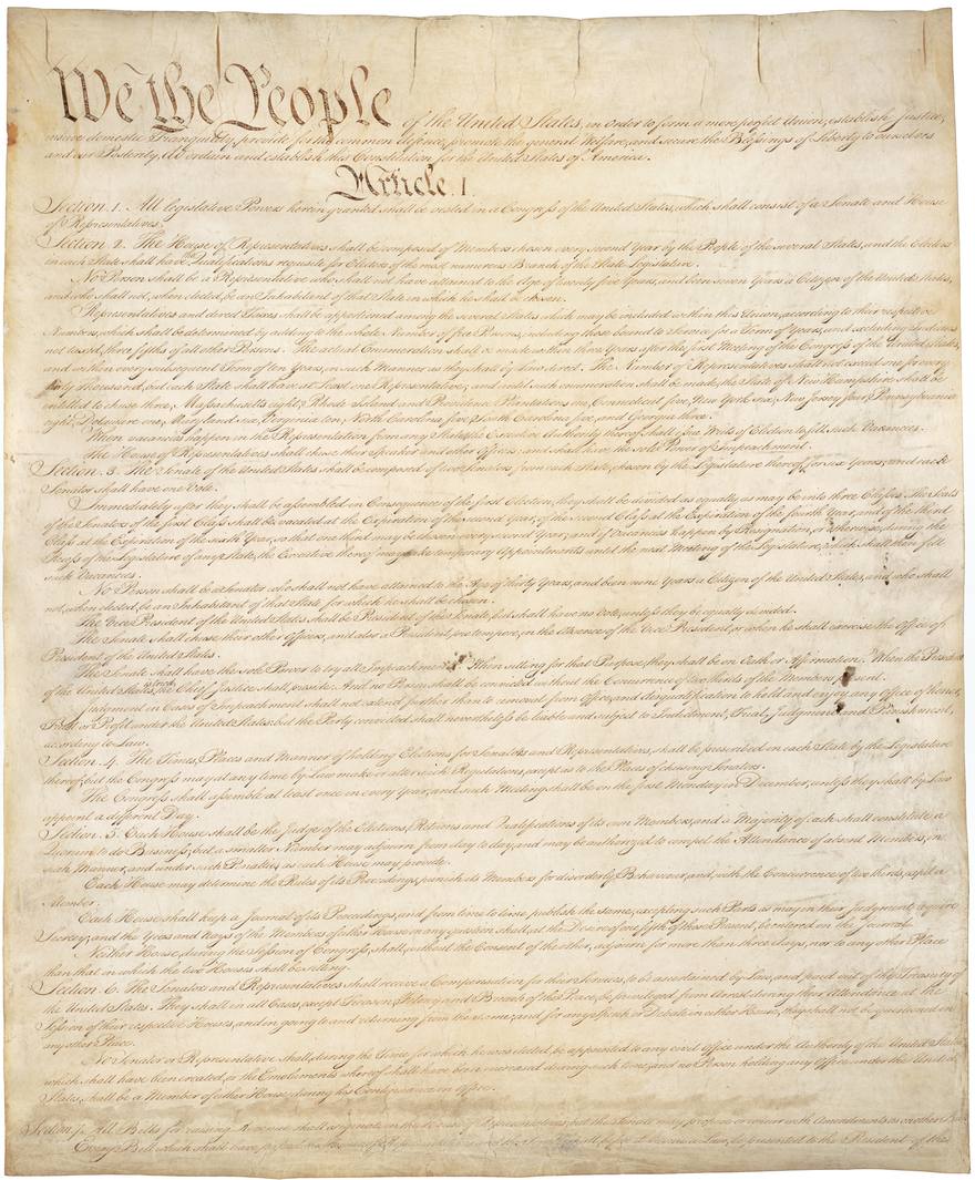 Page one of the Constitution of the United States
